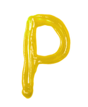 Single letter made of sauce isolatedの写真素材