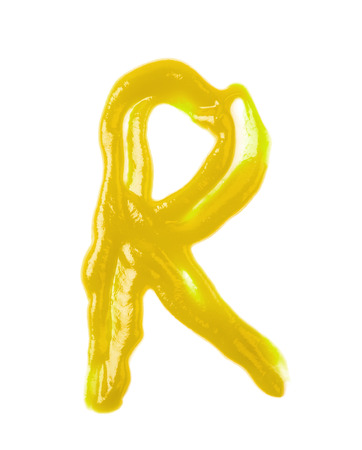 Single letter made of sauce isolatedの写真素材