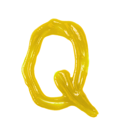 Single letter made of sauce isolatedの写真素材