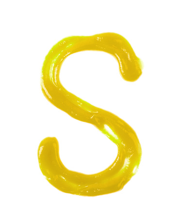 Single letter made of sauce isolatedの写真素材