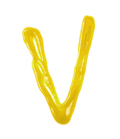 Single letter made of sauce isolatedの写真素材