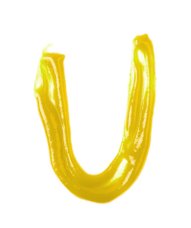 Single letter made of sauce isolatedの写真素材