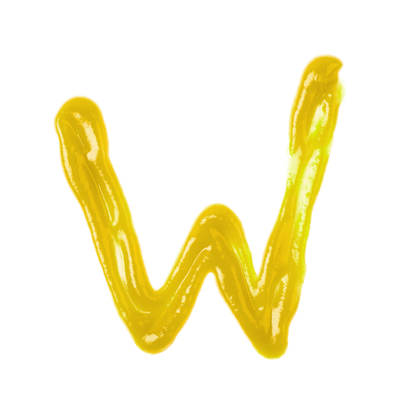 Single letter made of sauce isolatedの写真素材