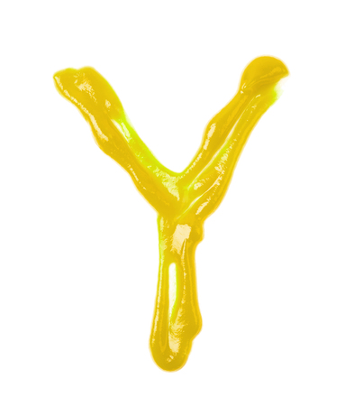 Single letter made of sauce isolatedの写真素材