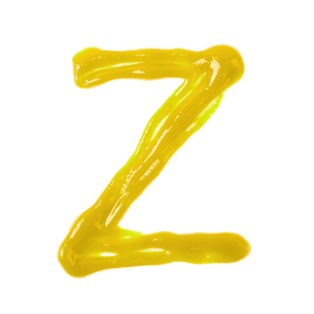 Single letter made of sauce isolatedの写真素材