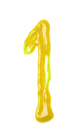 Single number made of sauce isolatedの写真素材
