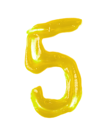 Single number made of sauce isolatedの写真素材