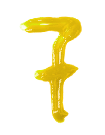 Single number made of sauce isolatedの写真素材