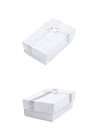 Gift box with a bow isolatedの写真素材
