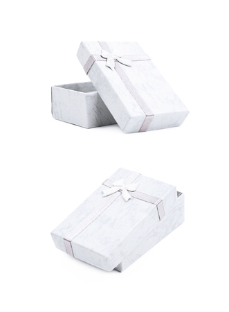 Gift box with a bow isolatedの写真素材