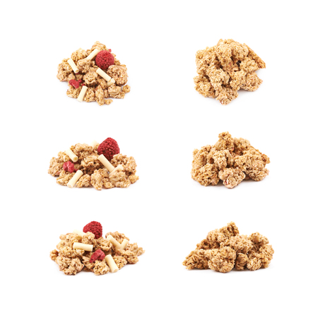 Pile of breakfast muesli isolatedの写真素材