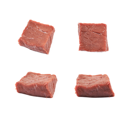 Fragment of a raw beef meat isolatedの写真素材