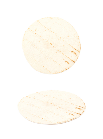 Wheat flour tortilla isolatedの写真素材