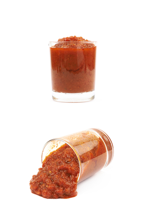 Marinara tomato sauce in a glassの写真素材