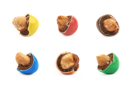 Glazed chocolate nut candy isolatedの写真素材
