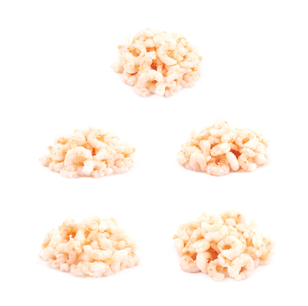 Pile of canned shrimps isolatedの写真素材