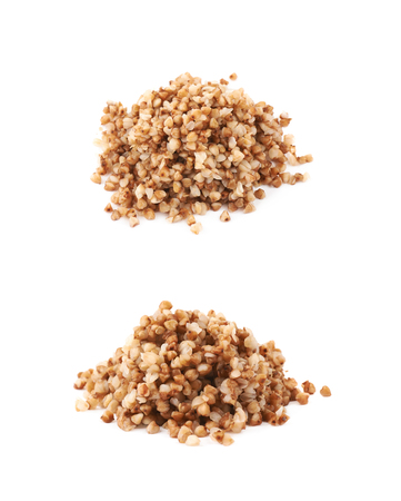 Pile of cooked buckwheat seeds isolatedの写真素材