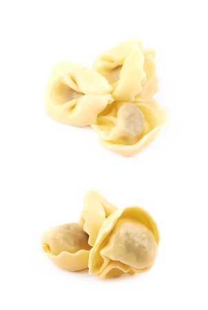 Pile of ravioli pasta isolatedの写真素材