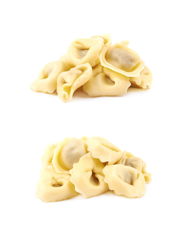 Pile of ravioli pasta isolatedの写真素材