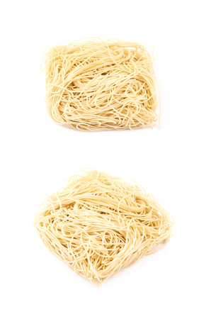 Block of instant noodles isolatedの写真素材