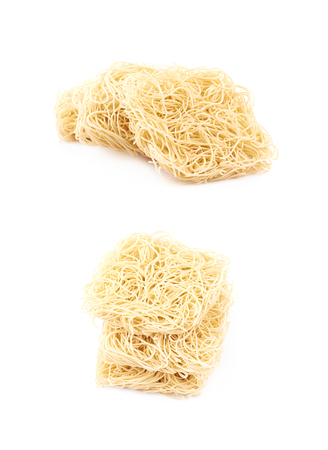 Block of instant noodles isolatedの写真素材