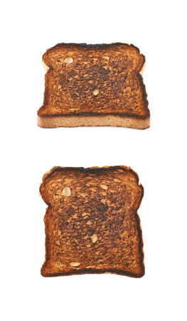 Over-toasted white bread isolatedの写真素材