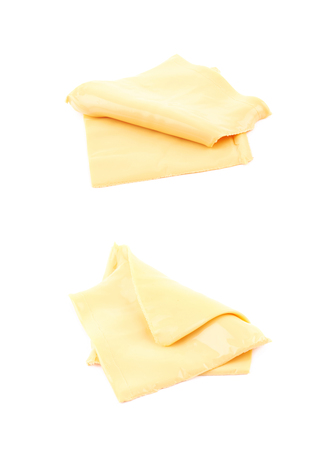 Slice of processed cheese isolatedの写真素材
