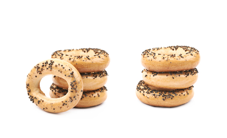 Poppy seeds bagel isolatedの写真素材