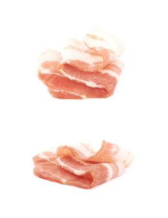 Raw bacon composition isolatedの写真素材