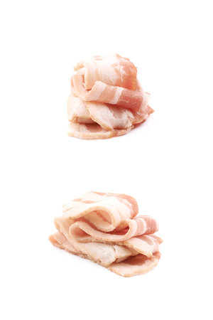 Raw bacon composition isolatedの写真素材