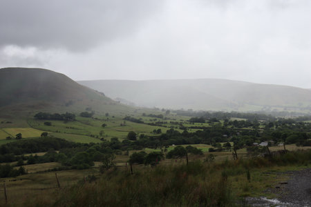 Stormy skies looking out from Edale UKの写真素材