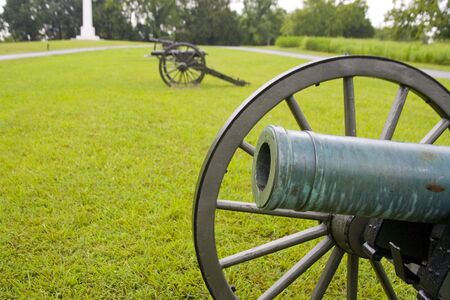 Cannons on a ridge above the Civil War's Stones River Battlefieldの写真素材