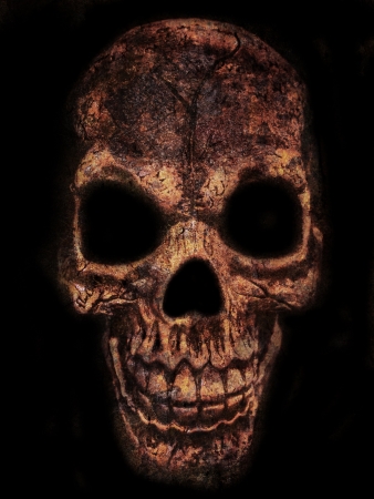 scary skull on black background           の写真素材
