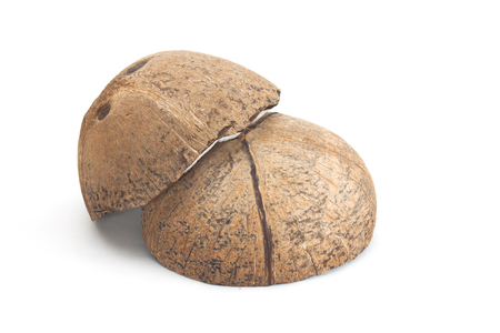 Coconut with half isolated on white Backgroundの写真素材