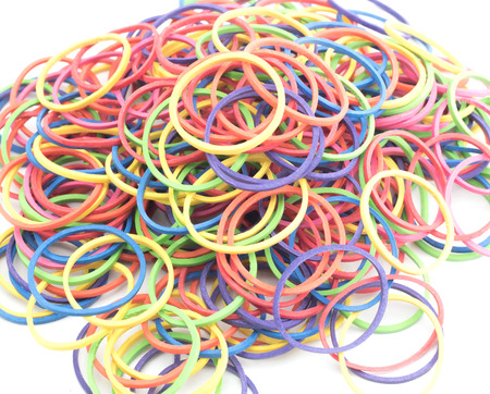 Elastic bands on a white backgroundの写真素材
