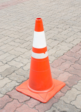 road cone on cement floorの写真素材