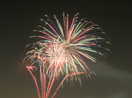 fireworks in dark backgroundの写真素材