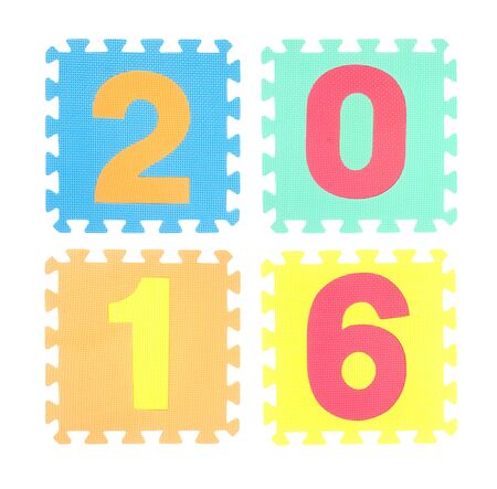 2016 word  puzzle isolated on white background