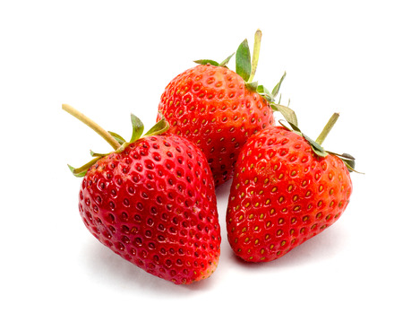 Beautiful strawberries isolated on whiteの写真素材