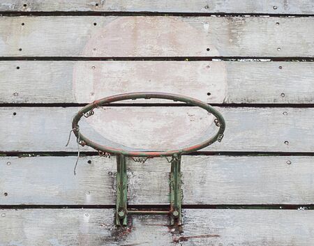 Wooden old basketball backboard on the street