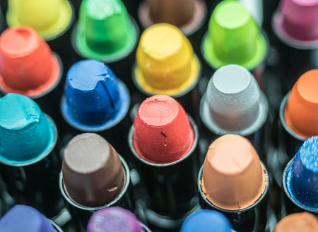 Group of Stacked Pile of Crayons Top View.の写真素材