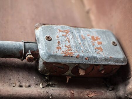 Electric connection old box on the wallの写真素材