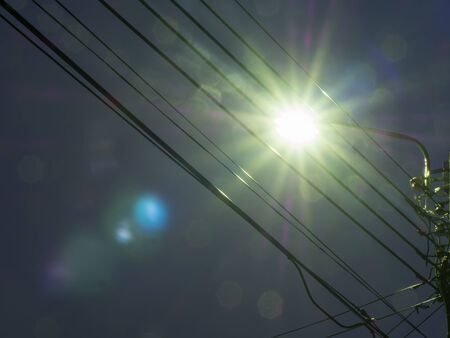 rays of light on the way at nightの写真素材