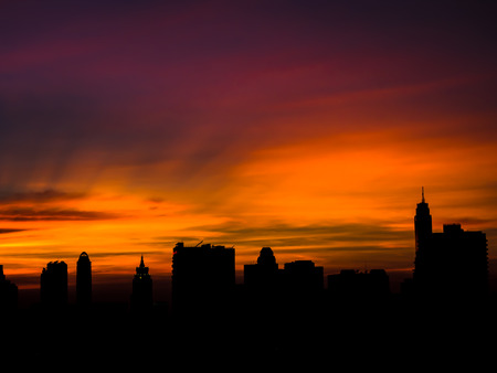 twilight cityscape silhouette in Bangkok Thailandの写真素材