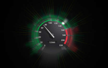 auto speedometer on black background.