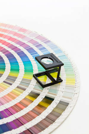 pantone swatch and magnifying glass