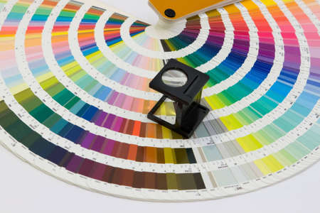 pantone swatch and magnifying glass. rainbowの写真素材