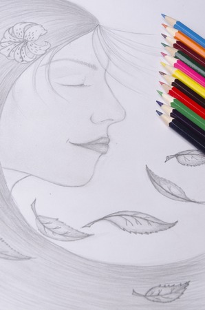 beautiful creative drawing a pencil on paperの写真素材