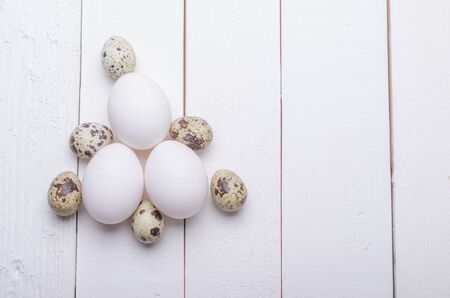 beautiful Easter eggs on a white backgroundの写真素材