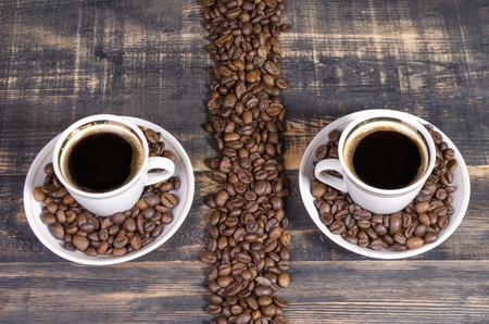 hot coffee drink with the fried grains